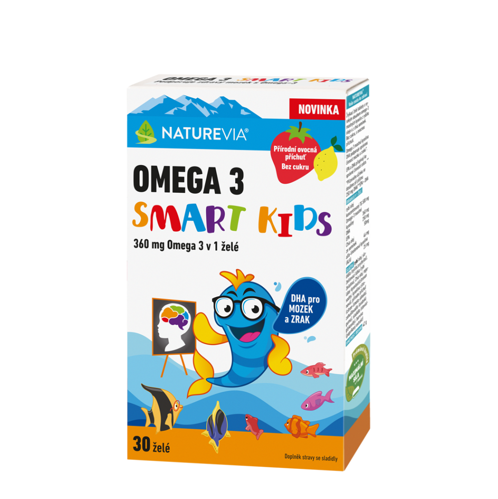 NatureVia Omega 3 Smart Kids želé cukríky pre normálnu činnosť srdca a mozgu pre deti 30 ks kúpite na Mojalekaren.sk