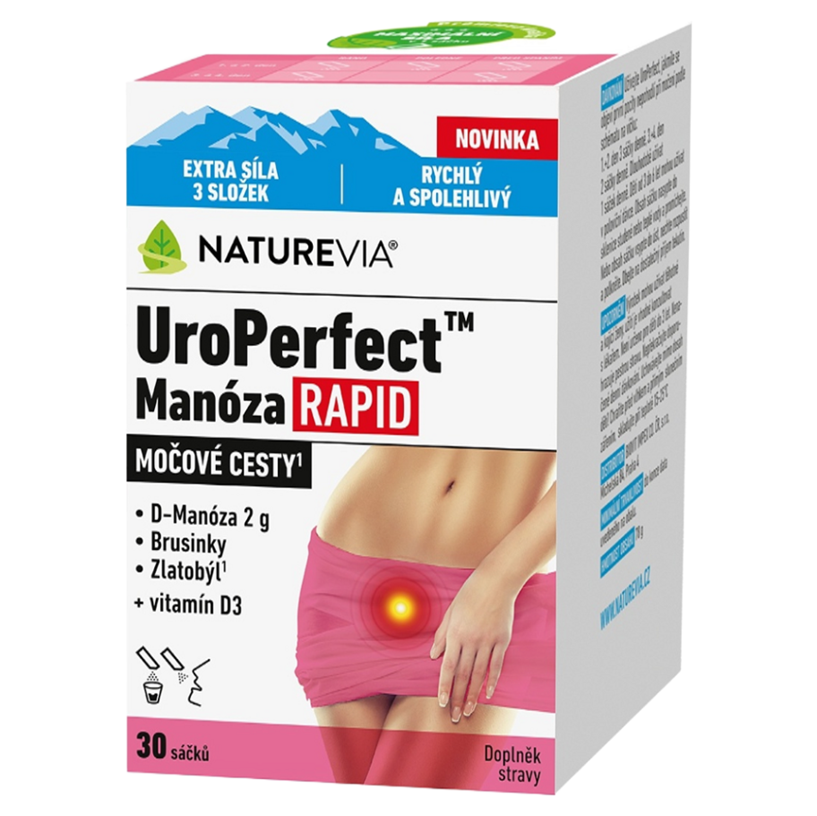 NatureVia UroPerfect Manosa Rapid prášok pre perorálny roztok pre zdravé močové cesty vo vrecúšku 30 ks kúpite na Mojalekaren.sk