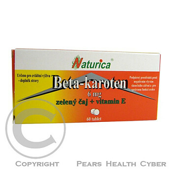 NATURICA Beta-karotén 6 mg + Zelený čaj + Vitamín E 60 tabliet