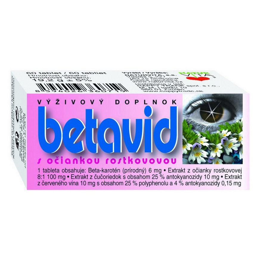 NATURVITA Betavid so svetlíkom lekárskym tablety na podporu zdravia zraku 60 tbl kúpite na Mojalekaren.sk