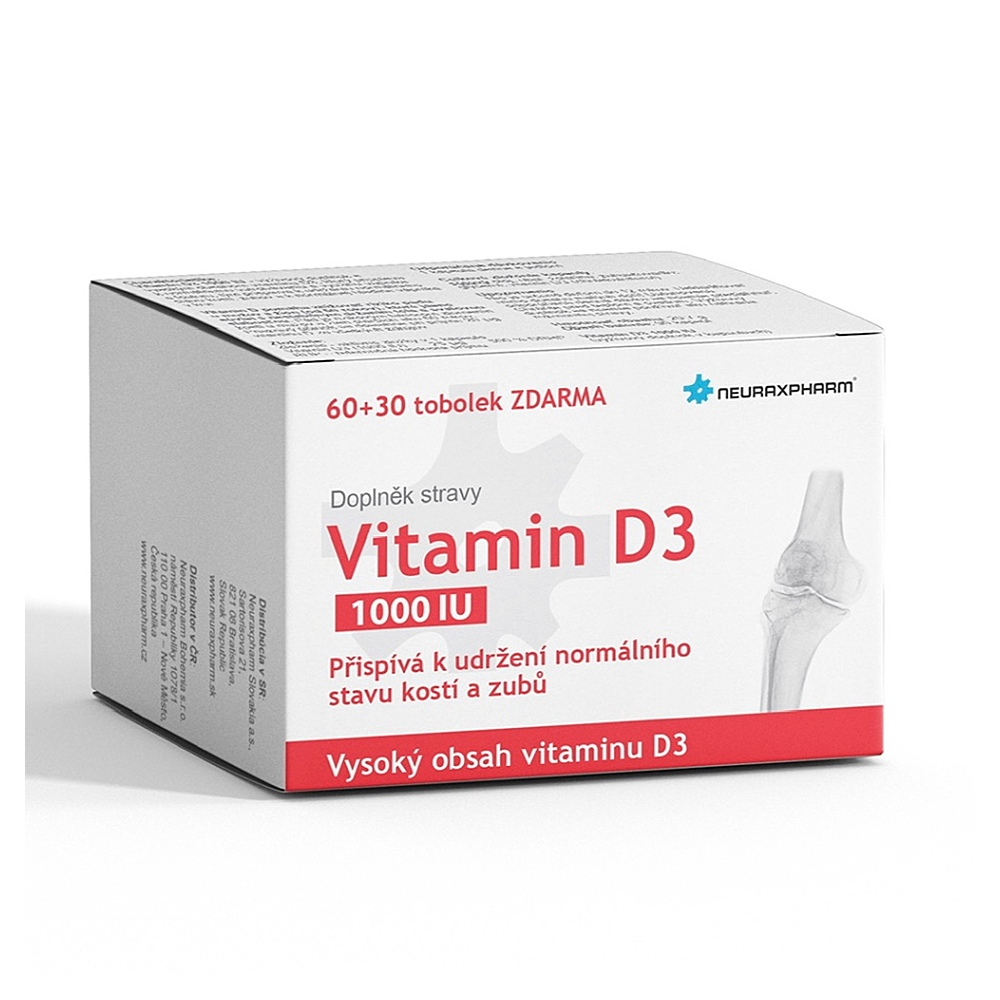 NEURAXPHARM Vitamin D3 60 + 30 kapsúl ZDARMA