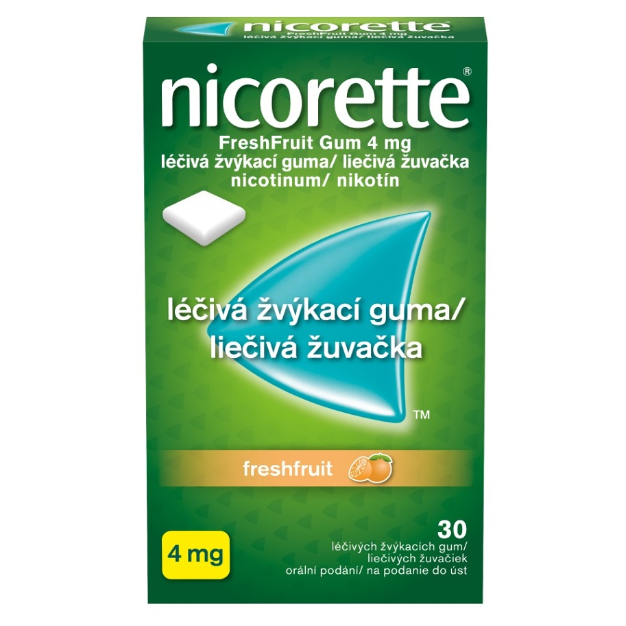 Nicorette Freshfruit Gum 4 mg liečivá žuvacia guma pri odvykaní od fajčenia 30 ks kúpite na Mojalekaren.sk