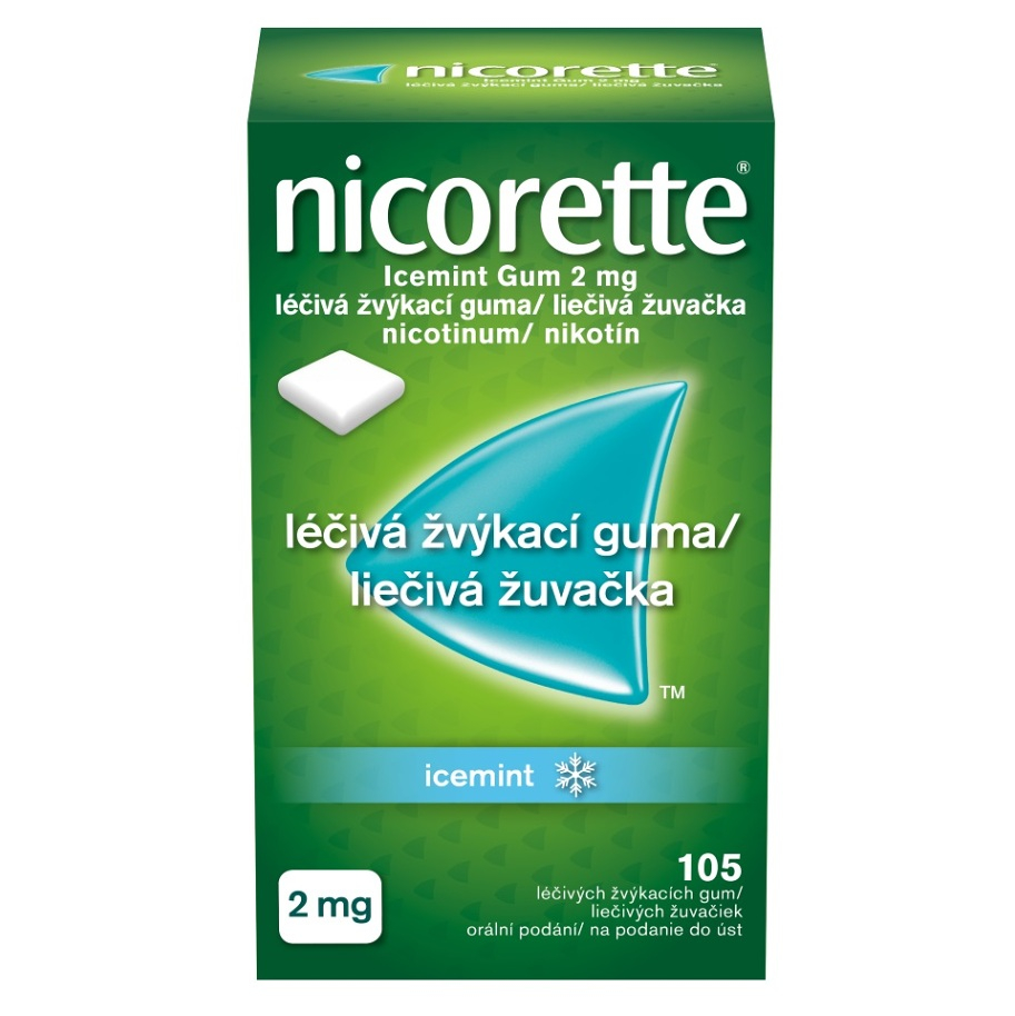 Nicorette Icemint Gum 2 mg liečivá žuvacia guma pri odvykaní od fajčenia 105 ks kúpite na Mojalekaren.sk