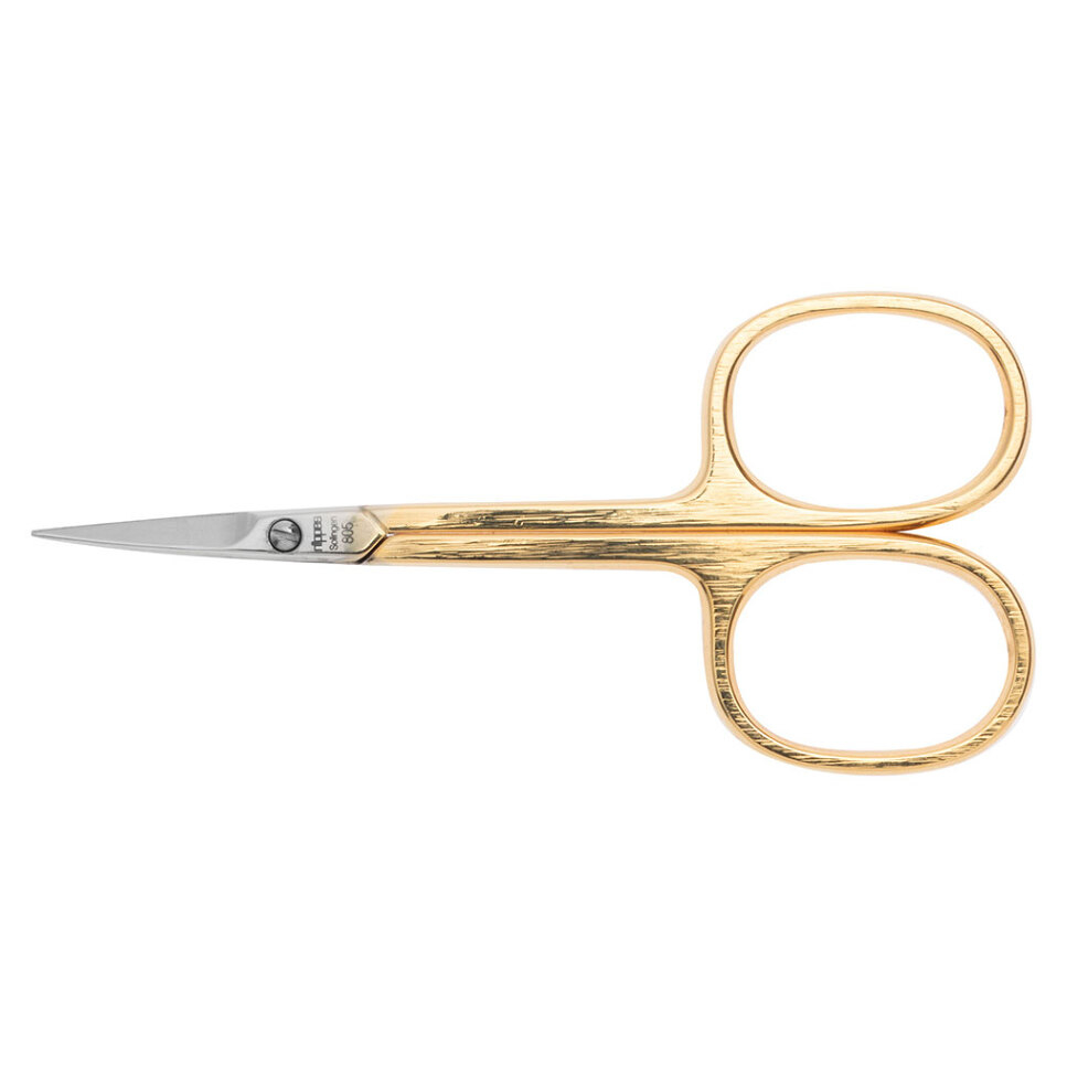 Nippes Solingen Nožničky na kožu zahnuté, zlatené