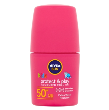 NIVEA Sun Protect&Care Detské farebné mlieko na opaľovanie v guličke OF 50+ ružová  50 ml