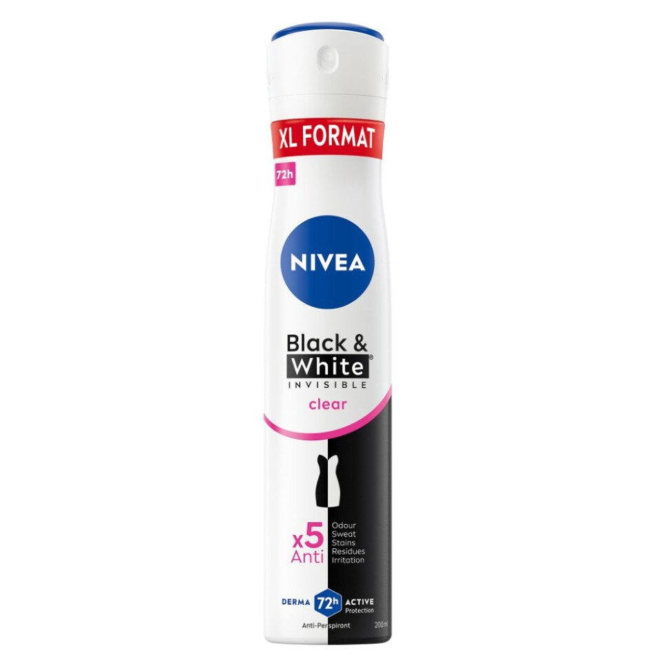 NIVEA Black&White Invisible Clear Antiperspirant sprej 200 ml kúpite na Mojalekaren.sk