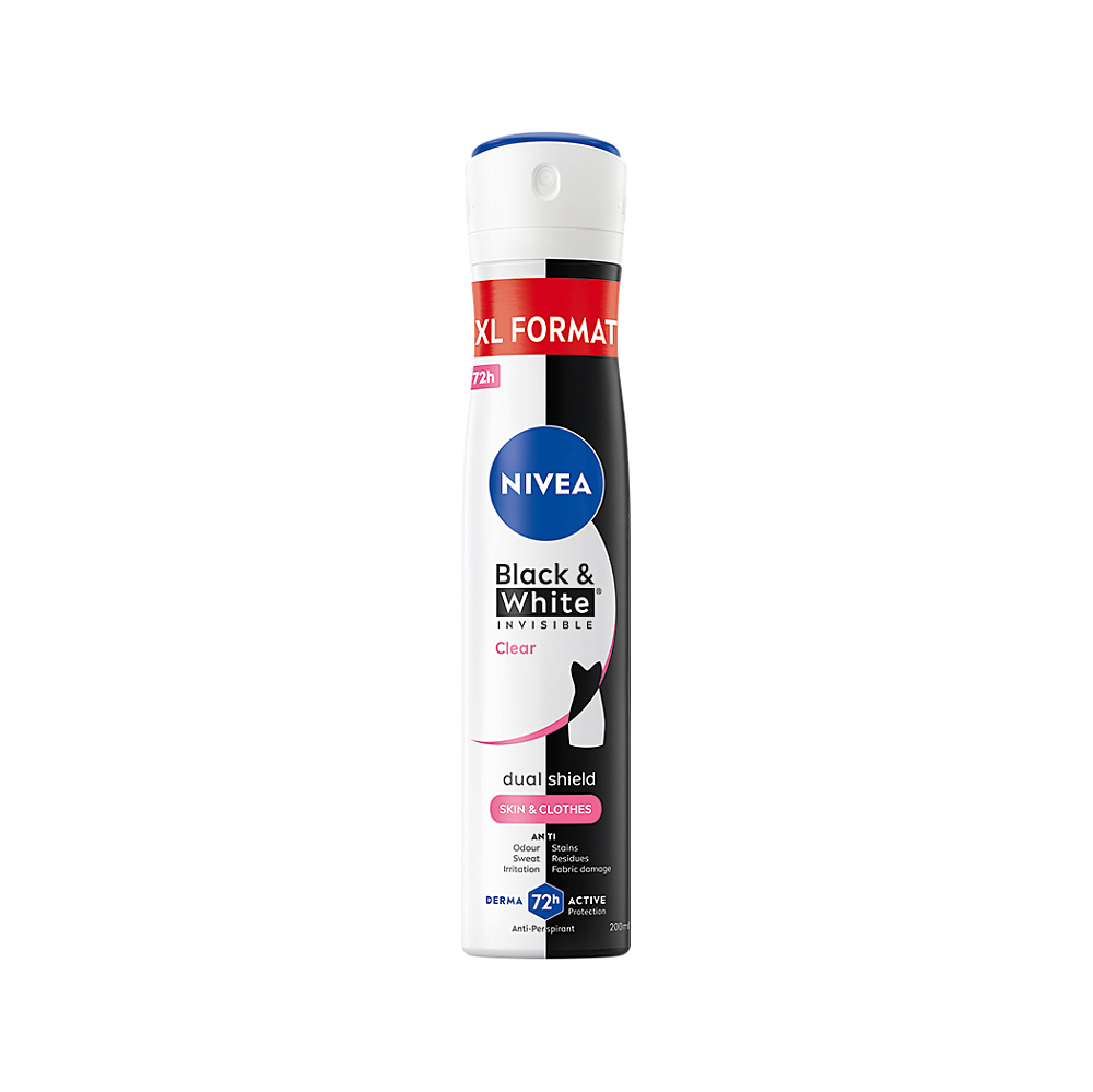 NIVEA Black&White Invisible Clear Antiperspirant sprej 200 ml