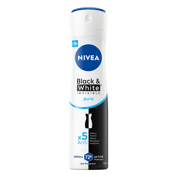 NIVEA Sprej antiperspirant Invisible for Black & White Pure 150 ml (Telové spreje)