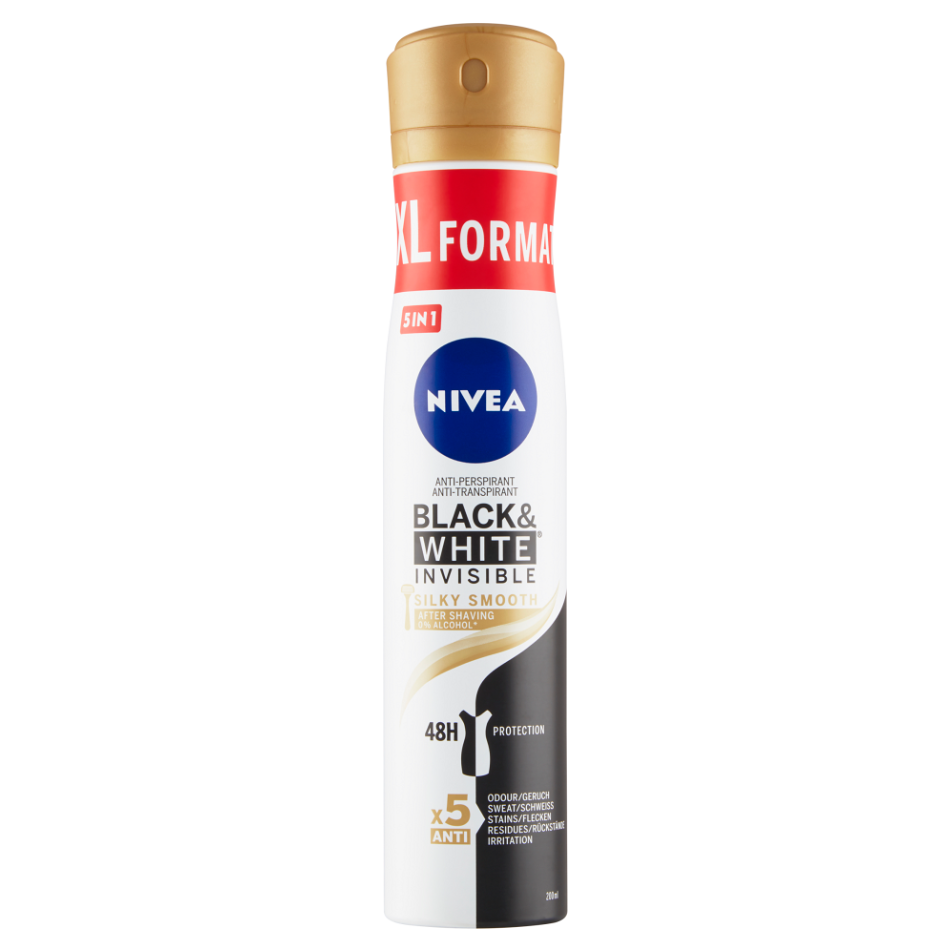NIVEA Black&White Invisible Silky Smooth Antiperspirant sprej 200 ml kúpite na Mojalekaren.sk