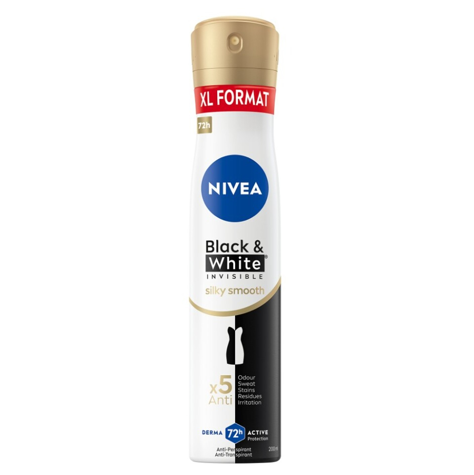 NIVEA Black&White Invisible Silky Smooth Antiperspirant sprej 200 ml kúpite na Mojalekaren.sk