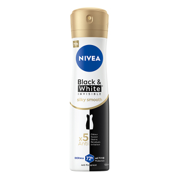 NIVEA Black & White Invisible Silky Smooth Sprej antiperspirant 150 ml (Telové spreje)