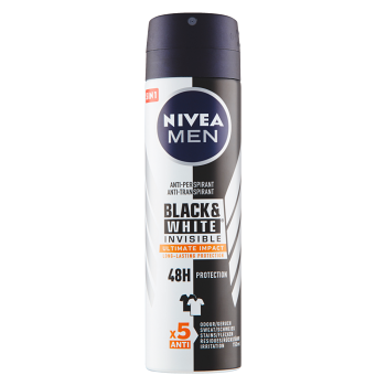 NIVEA Black&White Invisible Ultimate Impact Antiperspirant sprej pre mužov 150 ml