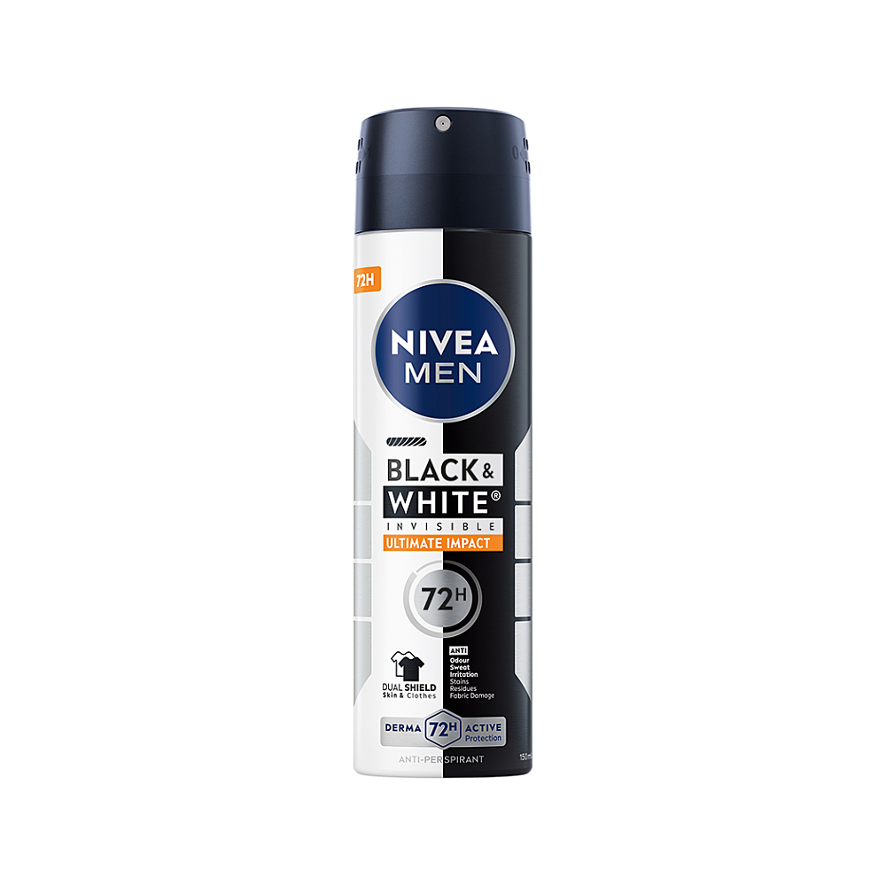 NIVEA Black&White Invisible Ultimate Impact Antiperspirant sprej pre mužov 150 ml