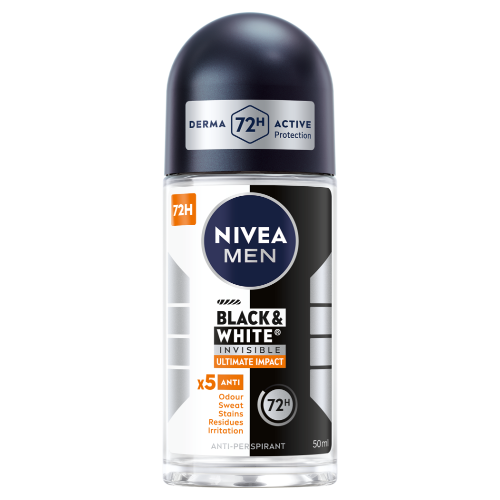 NIVEA Black&White Invisible Ultimate Impact Guľôčkový antiperspirant pre mužov 50 ml kúpite na Mojalekaren.sk