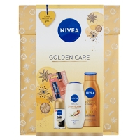 NIVEA Golden Care Q10 Bronze Care Darčeková súprava (sprchovací gél 250 ml + telové mlieko 400 ml + antiperspirant 50 ml + balzam na pery 5,5 ml)