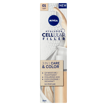 NIVEA Hyaluron Cellular Filler Color&Care Ošetrujúci tónovací krém 3v1 svetlý 30 ml