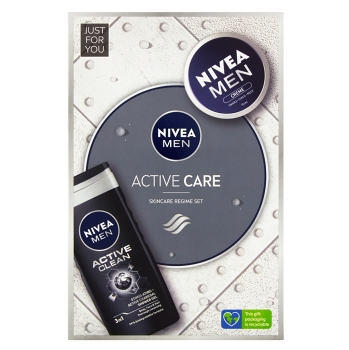 NIVEA Men Active Care Creme Darčeková súprava - Men Creme 75 ml + Men Sprchový gél Active Clean 250 ml, poškodený obal