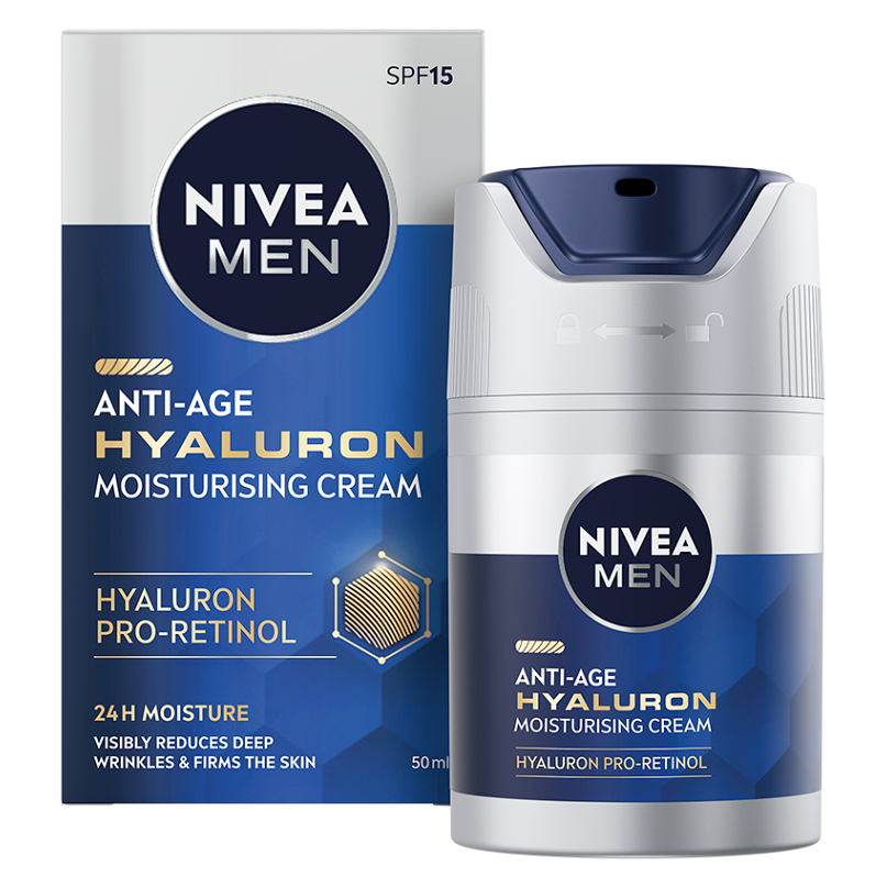 NIVEA Men Hyaluron Hydratačný pleťový krém proti vráskam 50 ml