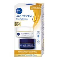 NIVEA Obnovujúci denný a nočný krém proti vráskam 55+ 2x 50 ml