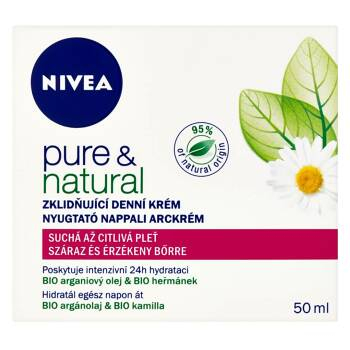 NIVEA Denný krém Pure&Natural pre suchú a citlivú pleť 50 ml