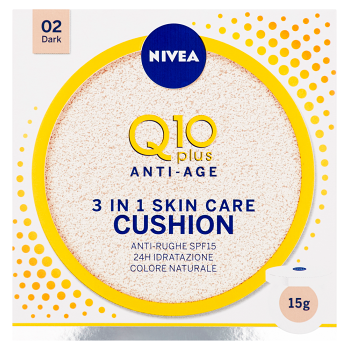 NIVEA Q10 Plus Anti Age Cushion Ošetrujúci tónovací krém odtieň 02 (dark) 15 ml