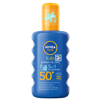 NIVEA Sun Detský farebný sprej na opaľovanie OF 50+ 200 ml (Opaľovacie krémy) - Vodeodolné