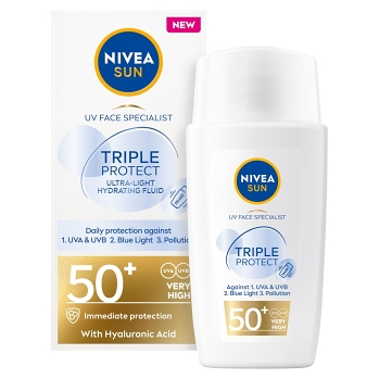 NIVEA Sun Triple Protect Ľahký hydratačný krém na opaľovanie OF 50+ 40 ml