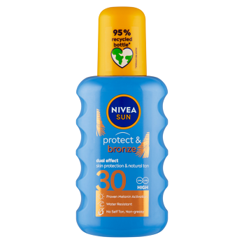 NIVEA Sun Sprej na opaľovanie podporujúci zhnednutie Protect & Bronze OF 30 200 ml (Opaľovacie vody hmly) - Vodeodolné