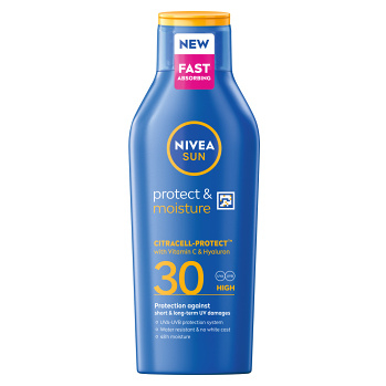 NIVEA Sun Protect&Moisture Mlieko na opaľovanie OF30 400 ml (Opaľovacie mlieka) - Vodeodolné