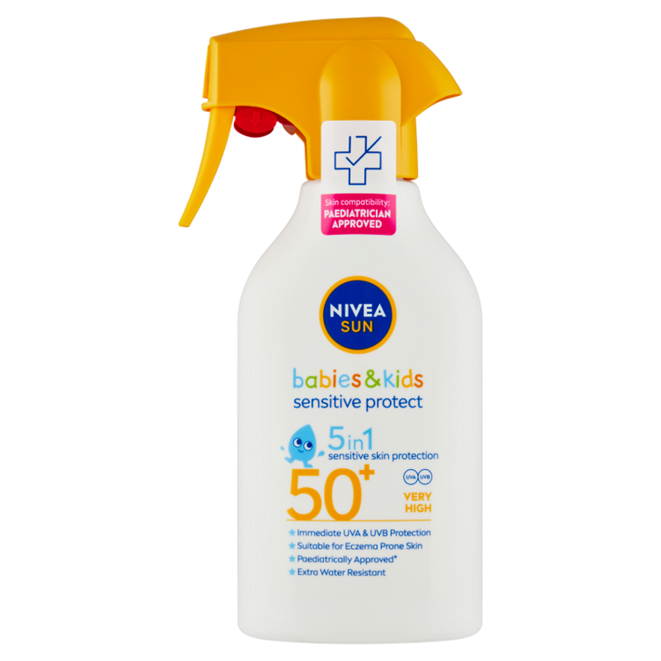 NIVEA Sun Sensitive Protect Detský opaľovací sprej OF 50 270 ml
