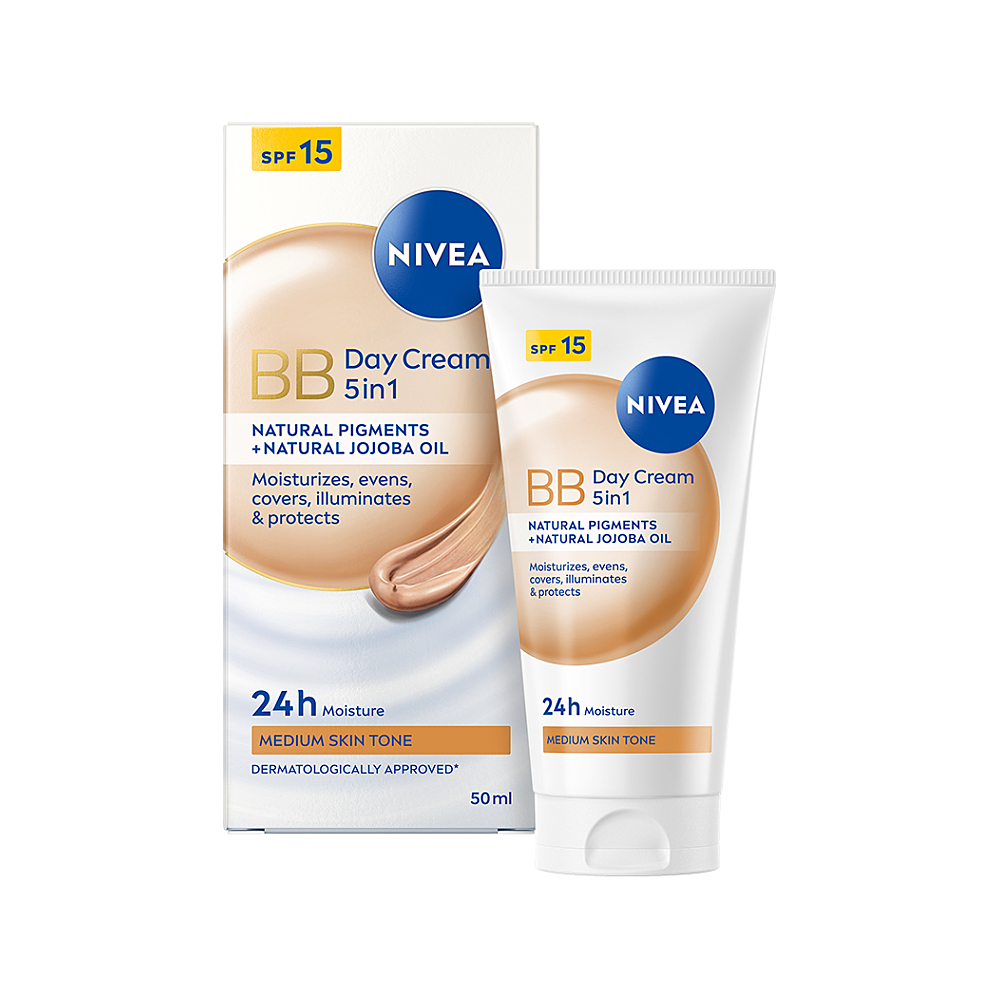 NIVEA Skrášľujúci denný BB krém 5 v 1 pre stredný až tmavší odtieň pleti OF 15 50 ml