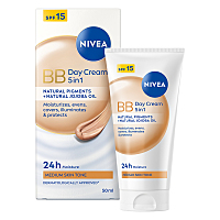NIVEA Skrášľujúci denný BB krém 5 v 1 pre stredný až tmavší odtieň pleti OF 15 50 ml