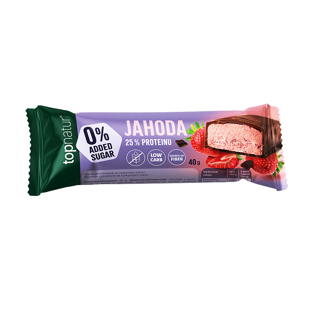 TOPNATUR No sdded sugar proteín tyčinka jahoda 40 g