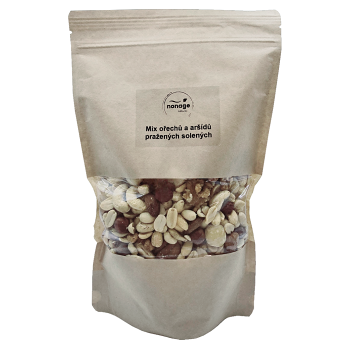 NONAGE Mix orechov a arašidov pražených solených 750 g (Orechové zmesi) - Slané, Pražené