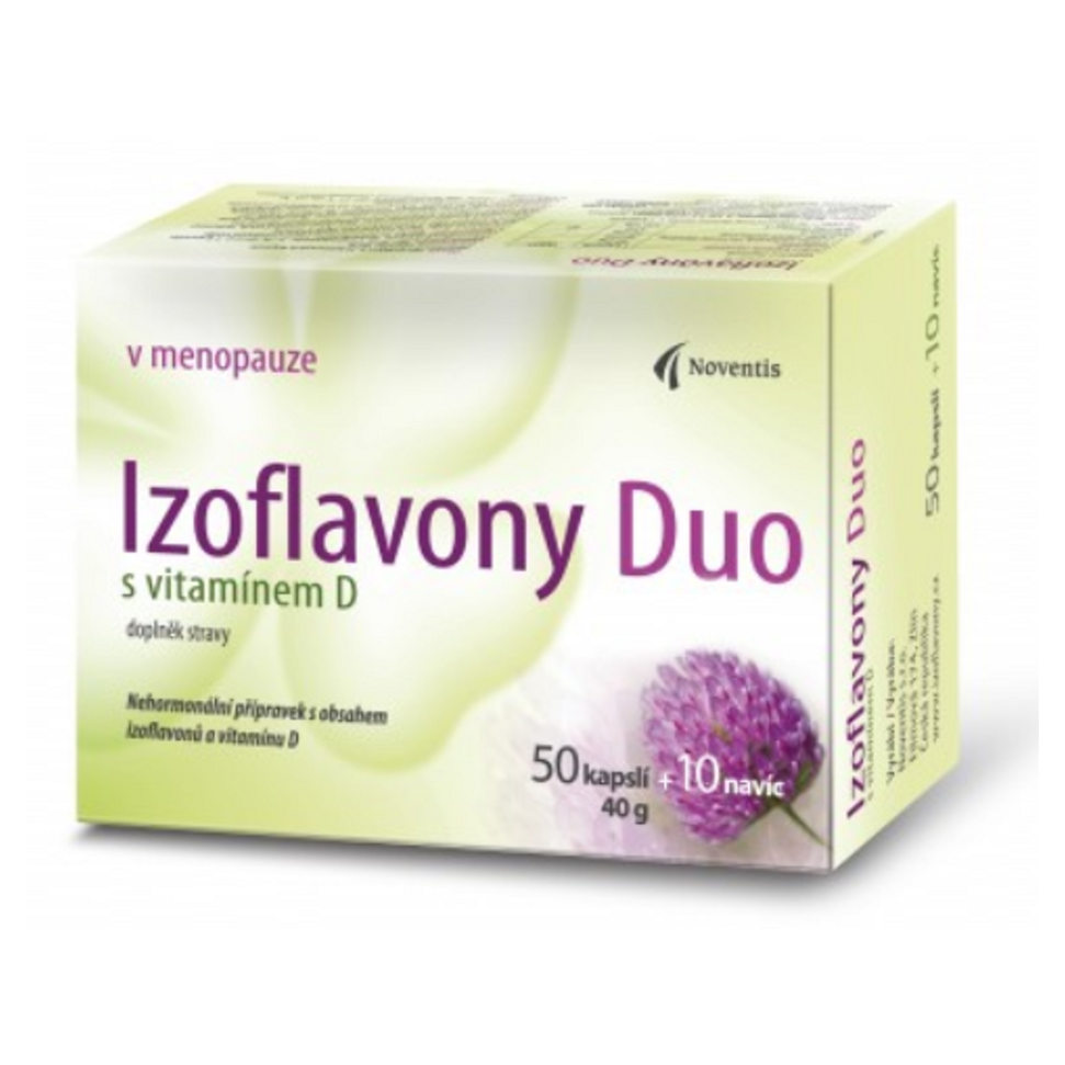 Noventis Izoflavony Duo + vitamin D bylinné kapsuly na podporu komfortu pri menopauze 60 tbl