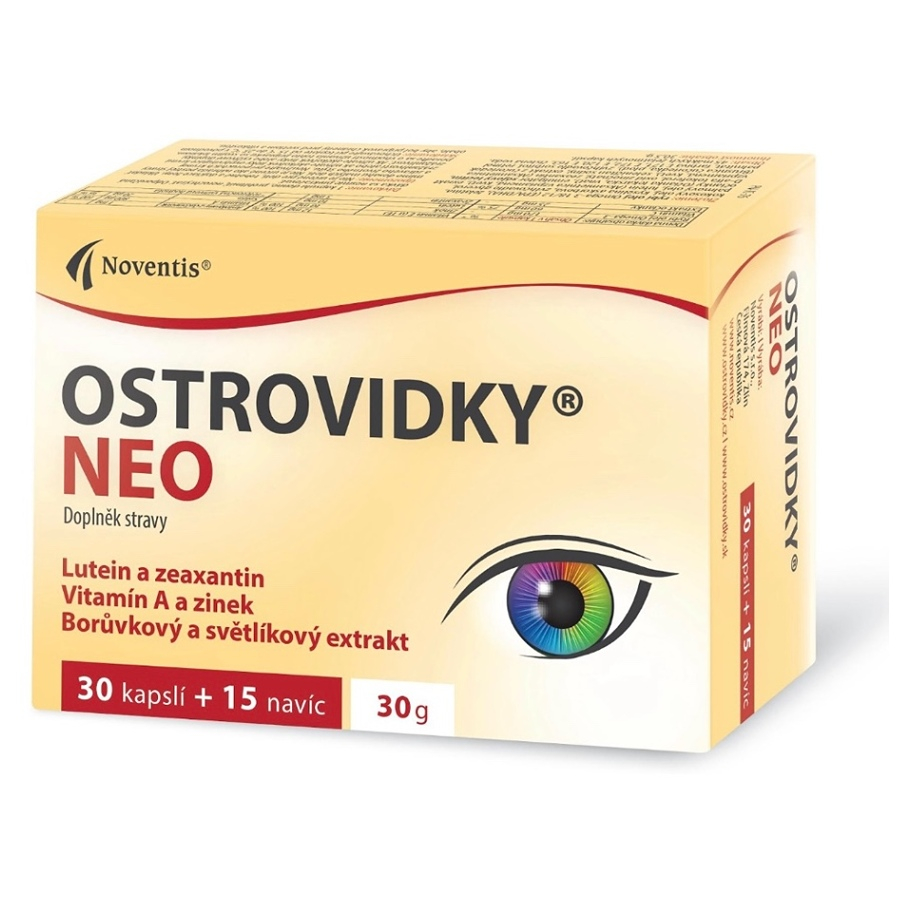 Noventis Ostrovidky Neo tobolky na podporu zdravia zraku 45 cps kúpite na Mojalekaren.sk