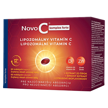 NOVO C Komplex Forte mäkké 60 kapsúl (Vitamín C) - Viaczložkové, Lipozomálny, Postupné uvoľňovanie
