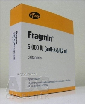 FRAGMIN 5000 IU (anti-Xa)/0,2 ml sol inj (striek.inj.napl.jednor.) 10x0,2 ml (Lieky na predpis)
