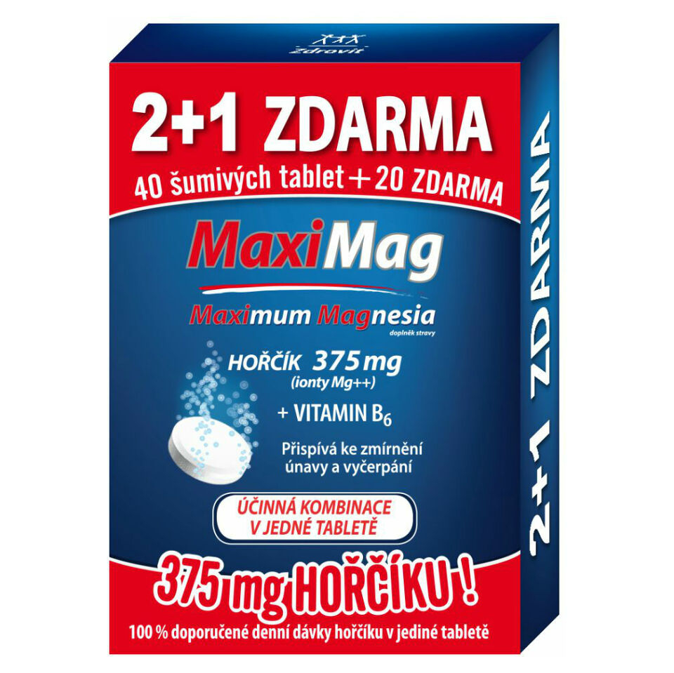Zdrovit MaxiMag Horčík+B6 FORTE 375mg 60 šumivých tabliet