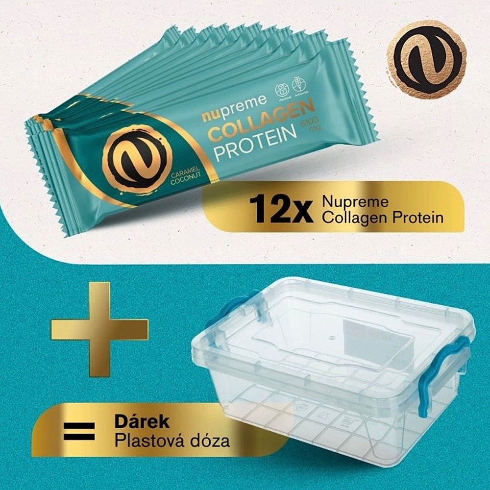 NUPREME Proteínové tyčinky kokos a karamel v dóze 12 ks