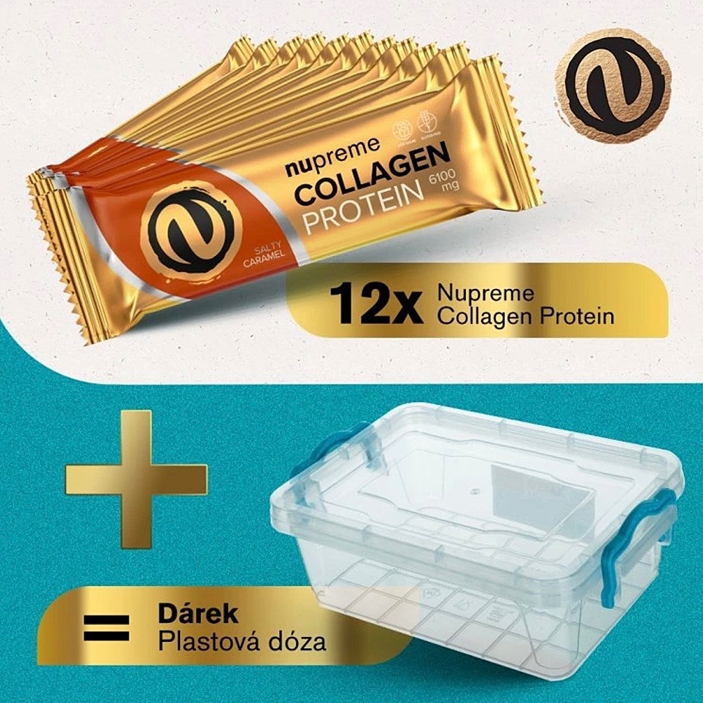 NUPREME Proteínové tyčinky slaný karamel v dóze 12 ks