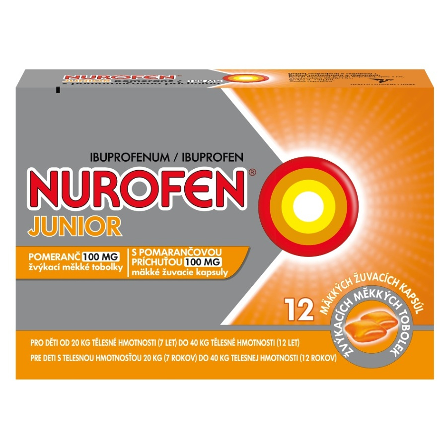 NUROFEN Junior s pomarančovou príchuťou 100 mg 12 žuvacích kapsúl kúpite na Mojalekaren.sk
