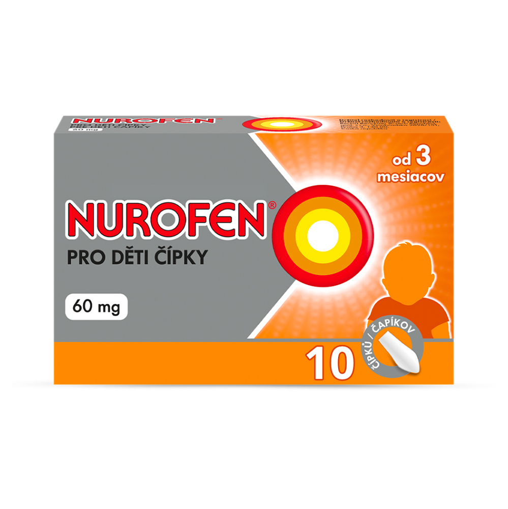 Nurofen Nurofen pre deti 60 mg čapíky na zníženie horúčky a tlmenie bolesti 10 ks kúpite na Mojalekaren.sk