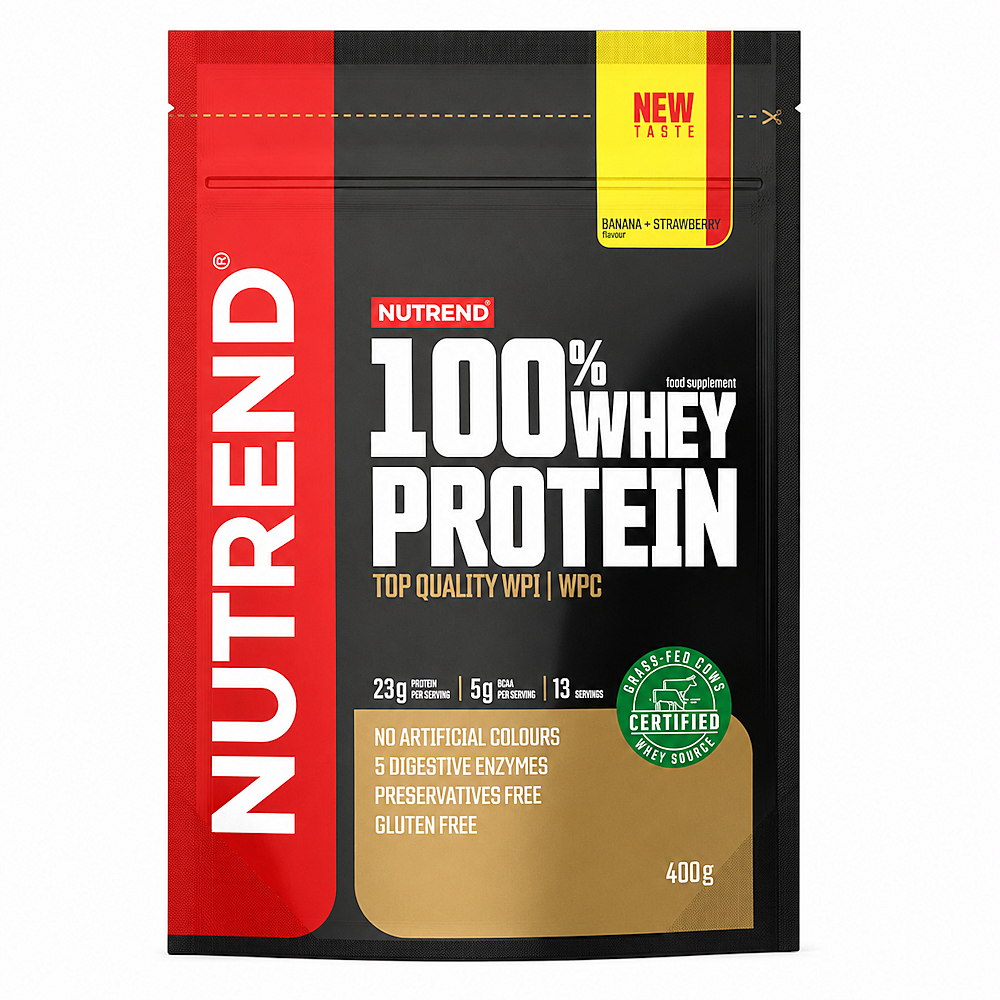 NUTREND 100% Whey proteín banán & jahoda 400 g