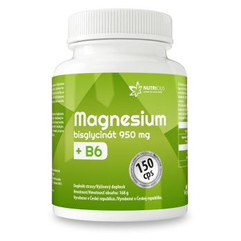 NUTRICIUS Magnesium bisglycinát 950 mg + B6 150 kapsúl (Magnézium (Horčík)) - Viaczložkové