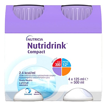 NUTRIDRINK Compact neautrálna príchuť 4 x 125 ml (Výživa v chorobe a pre seniorov)