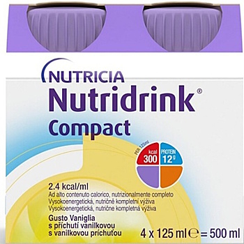 NUTRIDRINK Compact s vanilkovou príchuťou 4 x 125 ml (Výživa v chorobe a pre seniorov)