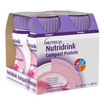 NUTRIDRINK Compact protein jahoda 4 x 125 ml (Výživa v chorobe a pre seniorov)