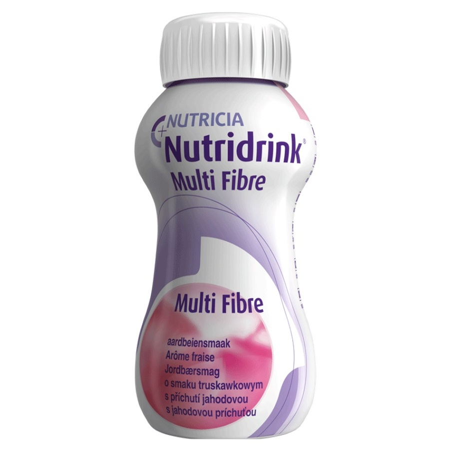 NUTRIDRINK Multifibre s príchuťou jahoda 4 x 200 ml