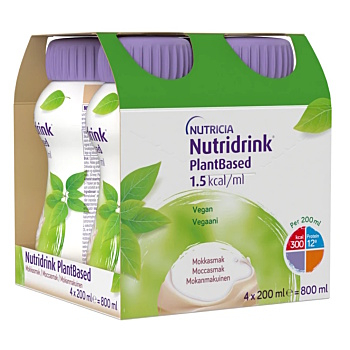 NUTRIDRINK PlantBased s kávovou príchuťou 4 x 200 ml (Chudnutie, diéta)